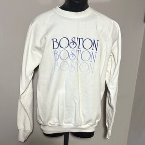 Boston VINTAGE XL White Crewneck Sweatshirt